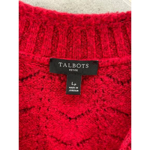 Talbots Petites Sweater Women Sz LP Red Crew Neck Chenille Feel Wool Alpaca - Picture 6 of 8
